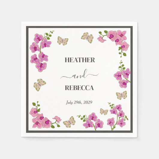 Serviette En Papier Élégant Mariage bohémien délicieuse orchidées viol (Devant)