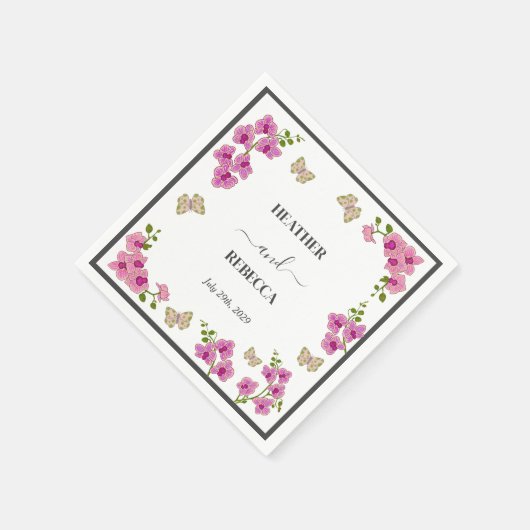 Serviette En Papier Élégant Mariage bohémien délicieuse orchidées viol (Coin)