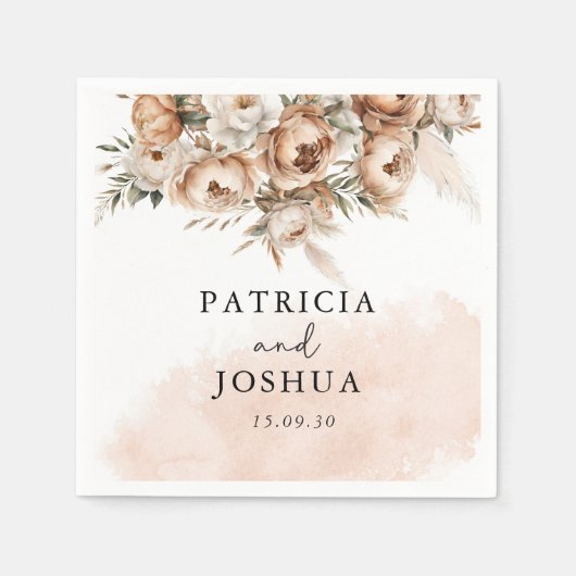 Serviette En Papier Élégant Mariage Boho rustique Napkin (Devant)