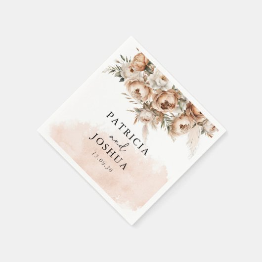 Serviette En Papier Élégant Mariage Boho rustique Napkin (Coin)