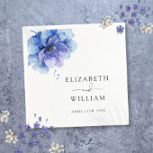 Serviette En Papier Élégant Mariage botanique bleu Dusty moderne