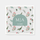 Serviette En Papier élégant mariage botanique en arc vert (Devant)