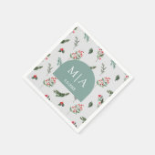 Serviette En Papier élégant mariage botanique en arc vert (Coin)