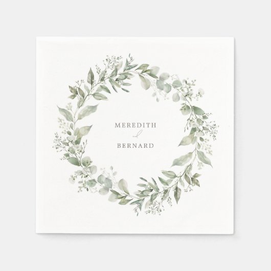 Serviette En Papier Élégant Mariage botanique Napkin (Devant)