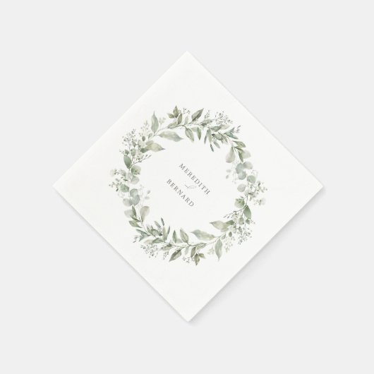 Serviette En Papier Élégant Mariage botanique Napkin (Coin)