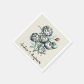 Serviette En Papier Elégant mariage Bouquet vert et gris (Coin)