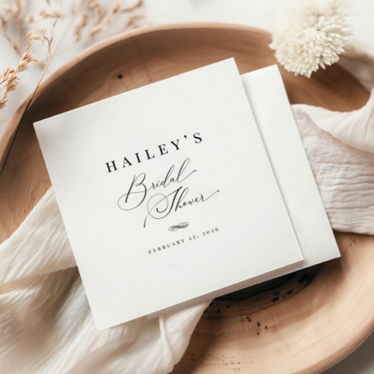 Serviette En Papier Élégant Mariage Calligraphie Shower de Fiançailles