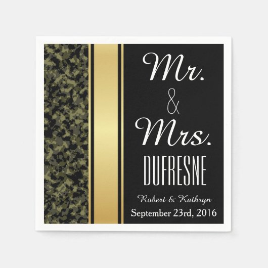 Serviette En Papier Élégant Mariage Camouflage (Devant)