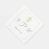 Serviette En Papier Élégant Mariage catholique monogramme (Coin)