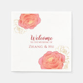 Serviette En Papier Élégant Mariage chinois Gold Peony (Devant)