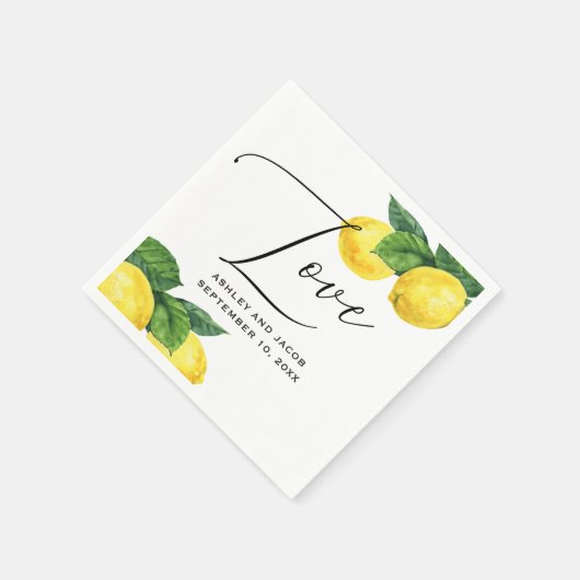 Serviette En Papier Élégant Mariage citron | Citrus Botanical Party (Coin)
