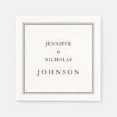 Serviette En Papier Élégant Mariage Classique Noir Et Blanc (Devant)