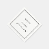 Serviette En Papier Élégant Mariage Classique Noir Et Blanc (Coin)