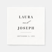 Serviette En Papier Élégant Mariage classique noir et blanc (Devant)