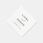 Serviette En Papier Élégant Mariage classique noir et blanc (Coin)