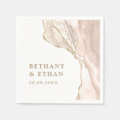 Serviette En Papier Élégant Mariage d'âge d'ivoire or (Devant)