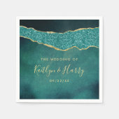 Serviette En Papier Élégant Mariage d'âge Turquoise & Or (Devant)