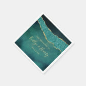 Serviette En Papier Élégant Mariage d'âge Turquoise & Or (Coin)