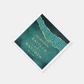 Serviette En Papier Élégant Mariage d'âge Turquoise & Or (Coin)