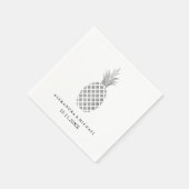 Serviette En Papier Élégant Mariage d'ananas en argent (Coin)