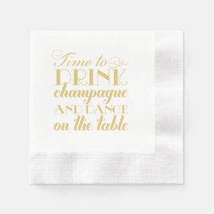 Serviette En Papier Élégant mariage danse champagne or chaud