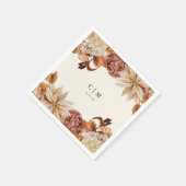 Serviette En Papier Elégant Mariage d'aquarelle d'automne Carré (Coin)