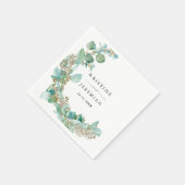 Serviette En Papier Elégant Mariage d'aquarelle Eucalyptus (Coin)
