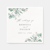 Serviette En Papier Elégant Mariage d'aquarelle Eucalyptus (Devant)