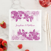 Serviette En Papier Elégant Mariage d'aquarelle florale de l'orchidée (En situation)