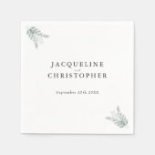 Serviette En Papier Elégant Mariage d'aquarelle florale Eucalyptus (Devant)