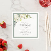 Serviette En Papier Elégant Mariage d'aquarelle gris blanc vert (En situation)