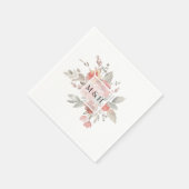 Serviette En Papier Élégant Mariage d'aquarelle rose pâle (Coin)