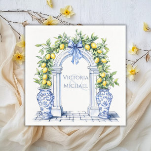 Serviette En Papier Élégant Mariage d'arche Topiaire Citron