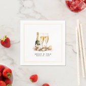 Serviette En Papier Elégant Mariage de Bow Champagne Aquarelle (En situation)