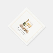 Serviette En Papier Elégant Mariage de Bow Champagne Aquarelle (Coin)