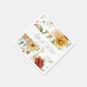 Serviette En Papier Élégant Mariage de calligraphie florale (Coin)