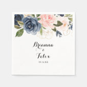 Serviette En Papier Élégant Mariage de calligraphie florale d'hiver (Devant)