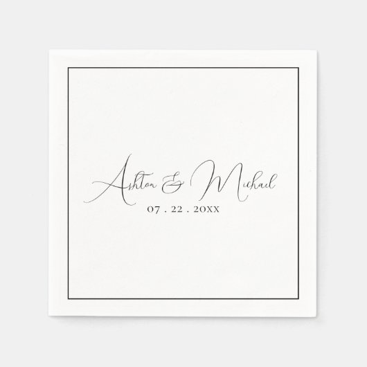Serviette En Papier Élégant Mariage de calligraphie moderne (Devant)