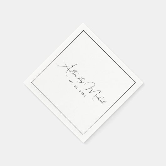 Serviette En Papier Élégant Mariage de calligraphie moderne (Coin)