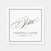 Serviette En Papier Élégant Mariage de calligraphie noir et blanc (Devant)