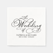 Serviette En Papier Élégant Mariage de calligraphie noir et blanc (Devant)