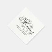 Serviette En Papier Élégant Mariage de calligraphie noir et blanc (Coin)