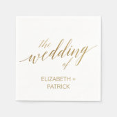 Serviette En Papier Élégant Mariage de calligraphie or (Devant)