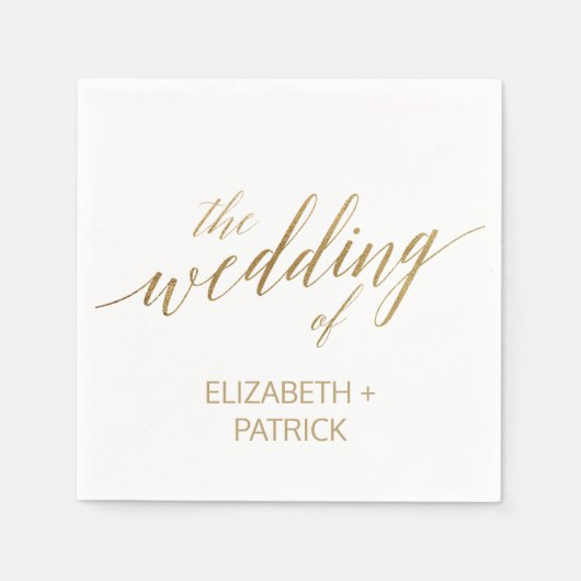 Serviette En Papier Élégant Mariage de calligraphie or (Devant)