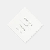 Serviette En Papier Élégant Mariage de calligraphie verte Sage (Coin)