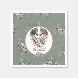 Serviette En Papier Élégant Mariage de cheval de printemps