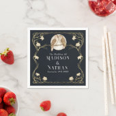 Serviette En Papier Élégant Mariage de Chouettes Art Nouveau (En situation)