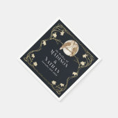 Serviette En Papier Élégant Mariage de Chouettes Art Nouveau (Coin)
