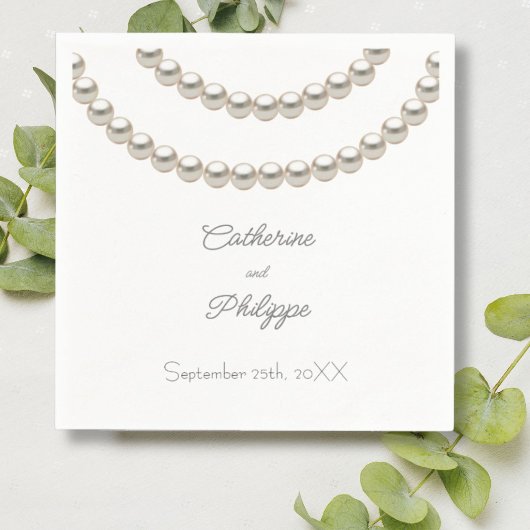 Serviette En Papier Élégant Mariage de collier Pearl