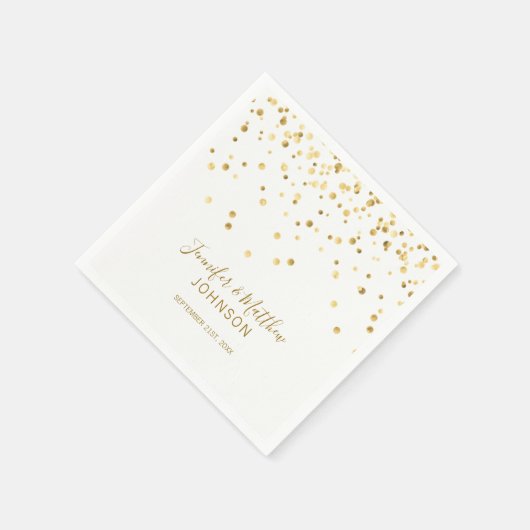Serviette En Papier Élégant Mariage de Confetti Blanc Personnalisé (Coin)